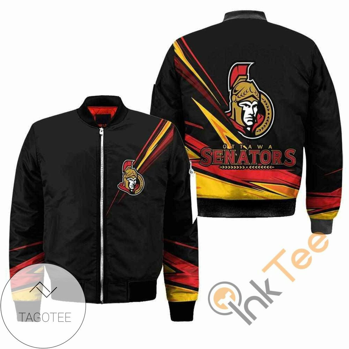 Ottawa Senators Black Bomber Jacket | NHL Team Jacket for Men & Women | Hockey Fan Gift