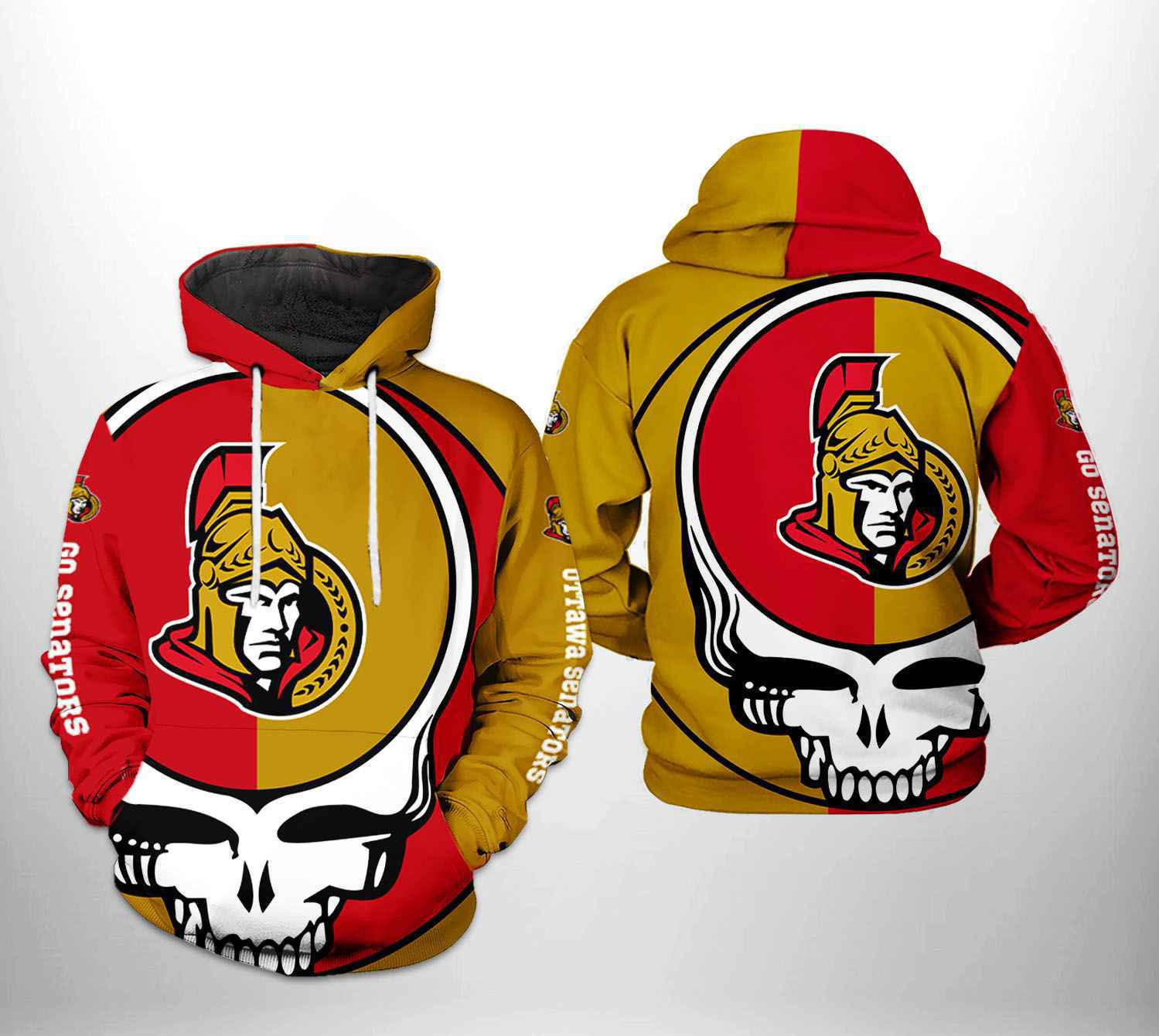 Ottawa Senators NHL Grateful Dead 3D All Over Print Hoodie & Zip Hoodie
