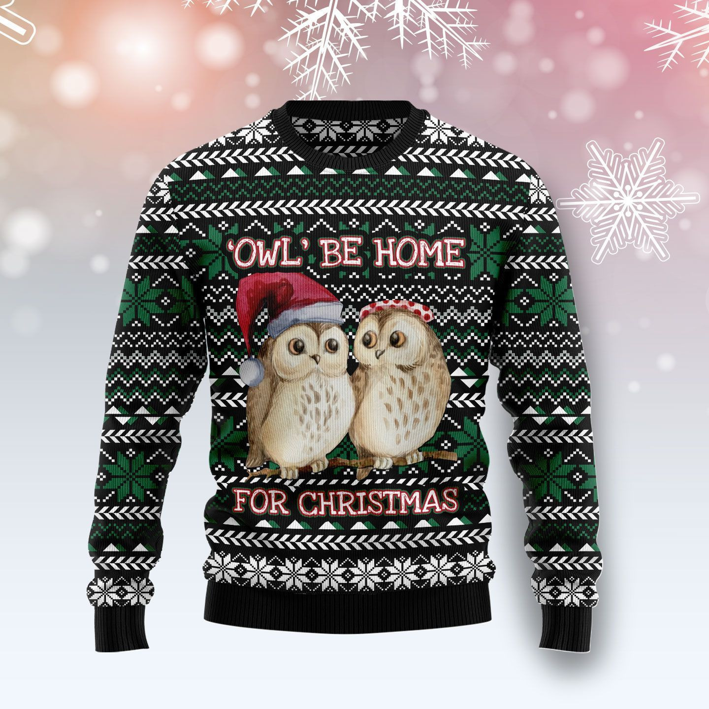 Owl Be Home Ugly Christmas Sweater,