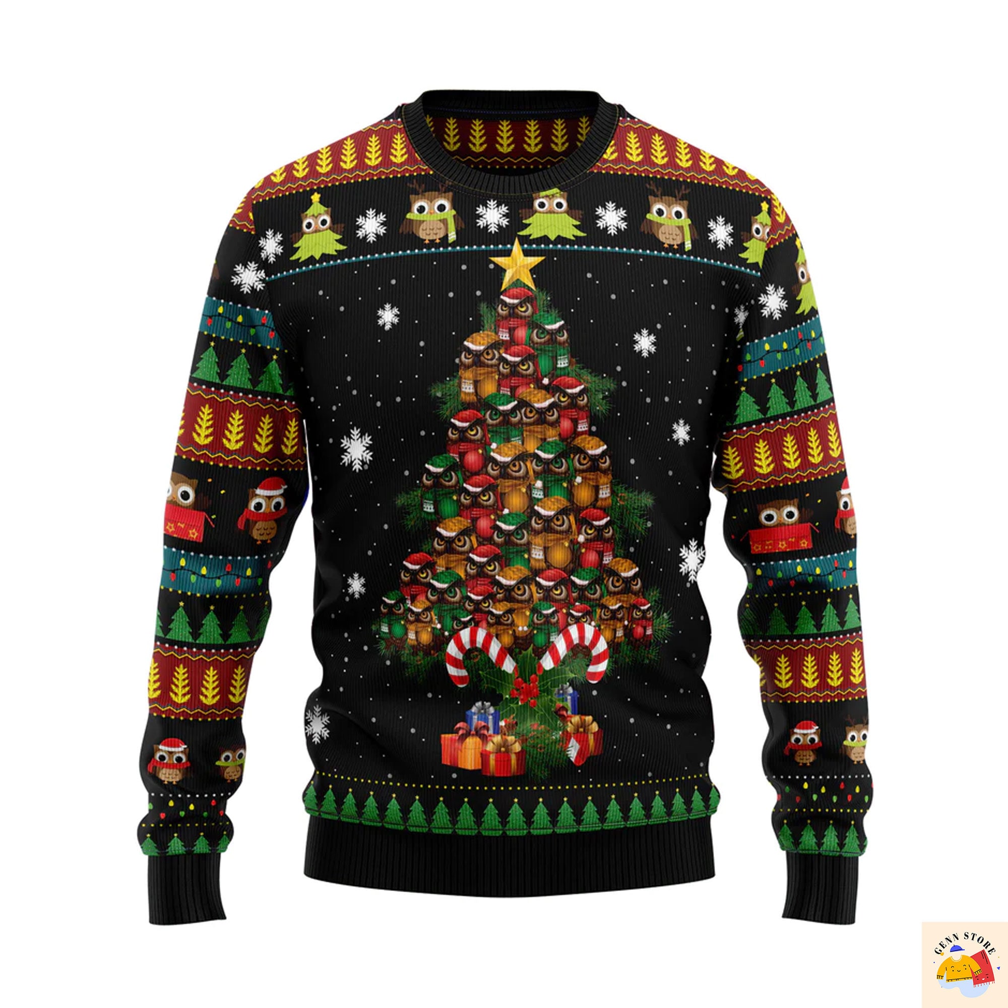 Owl Christmas Tree Ugly Christmas Sweater