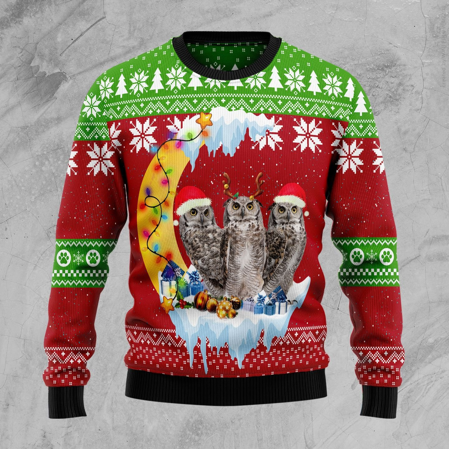 Owl Love Moon Xmas Ugly Christmas Sweater, Perfect Holiday Gift