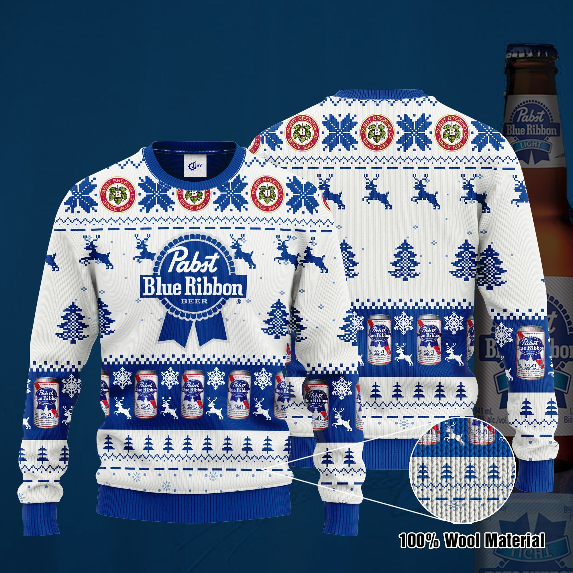 Pabst Blue Ribbon 3D Print Ugly Christmas Sweater, Hoodie, Zip Hoodie, Bomber Jacket