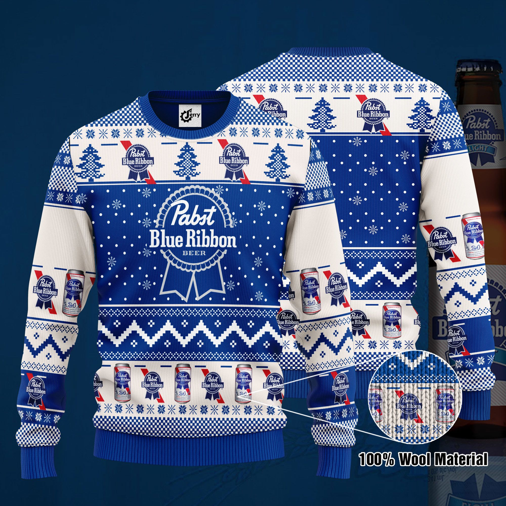 Pabst Blue Ribbon 3D Print Ugly Christmas Sweater, Hoodie, Zip Hoodie, Bomber Jacket