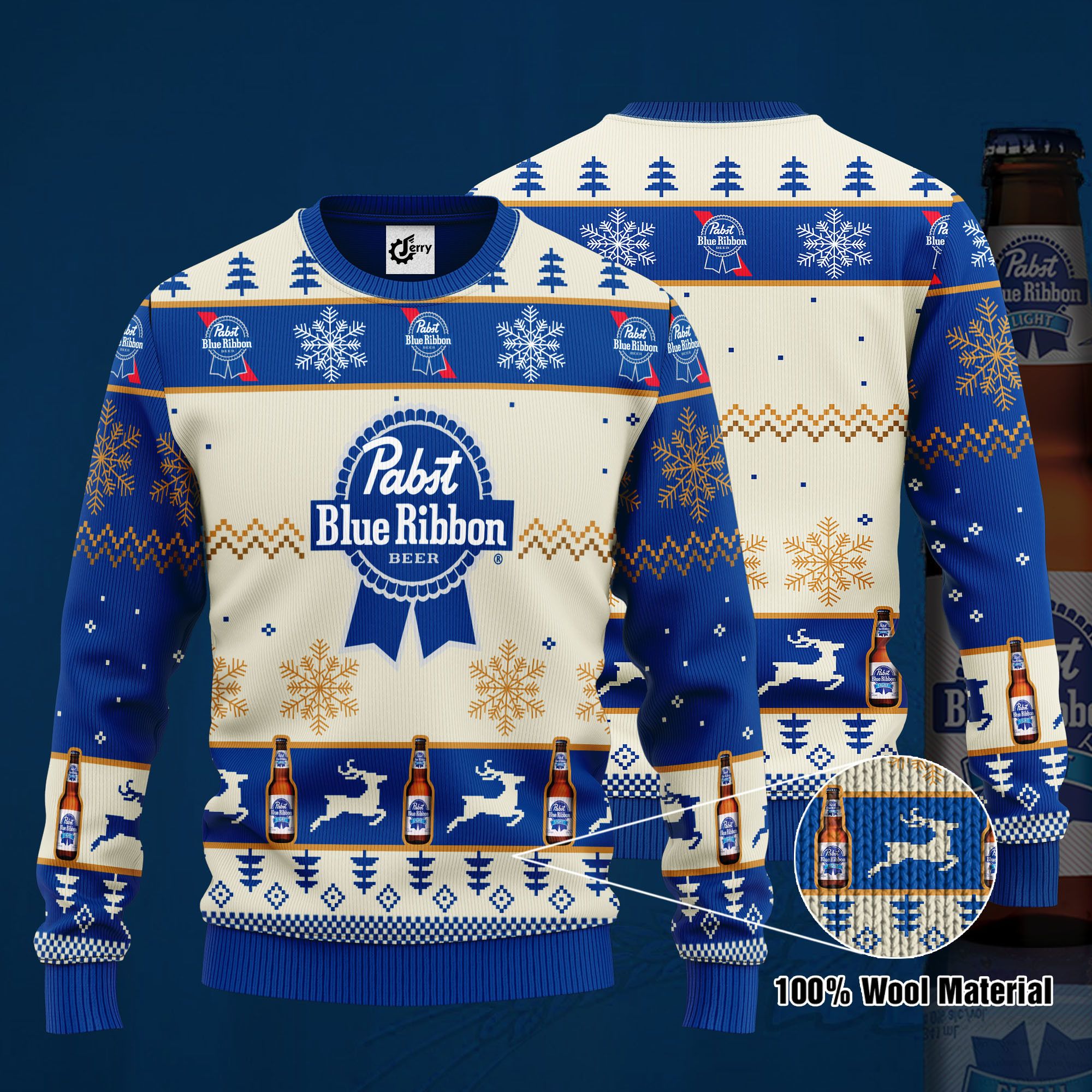 Pabst Blue Ribbon 3D Print Ugly Christmas Sweater, Hoodie, Zip Hoodie, Bomber Jacket