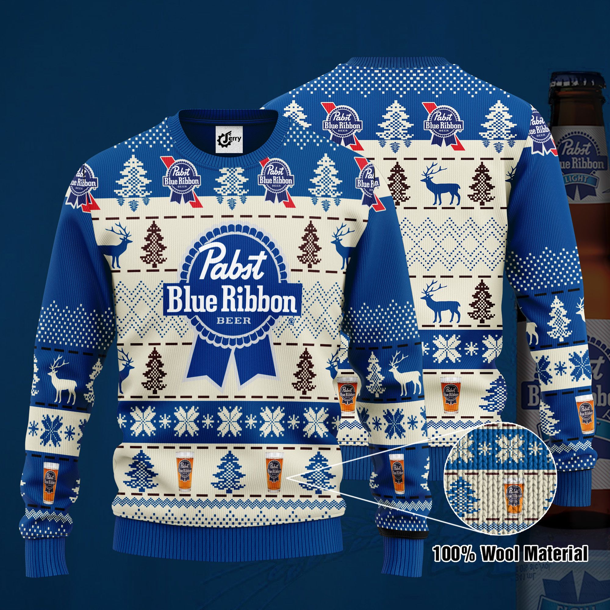 Pabst Blue Ribbon 3D Print Ugly Christmas Sweater, Hoodie, Zip Hoodie, Bomber Jacket