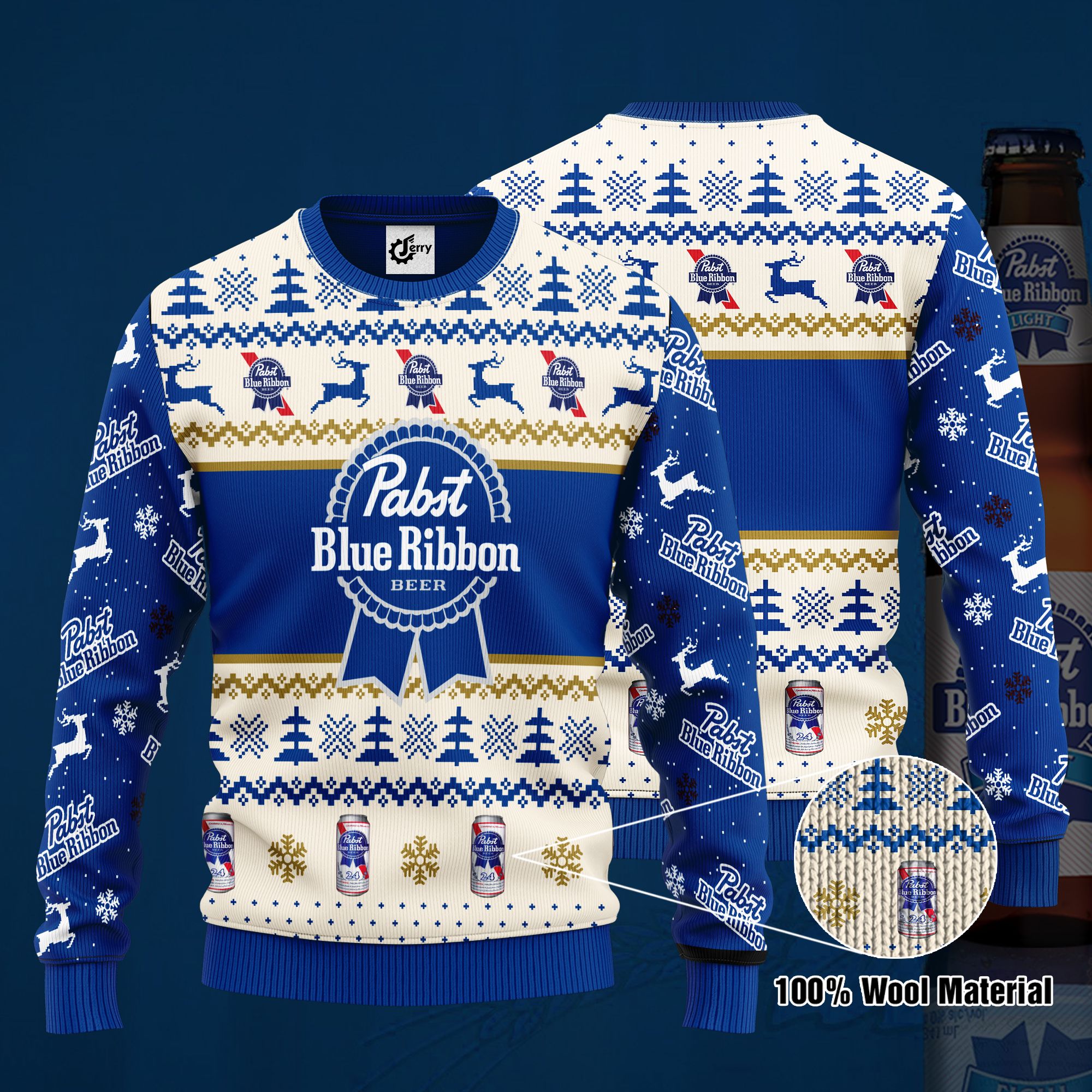 Pabst Blue Ribbon 3D Print Ugly Christmas Sweater, Hoodie, Zip Hoodie, Bomber Jacket