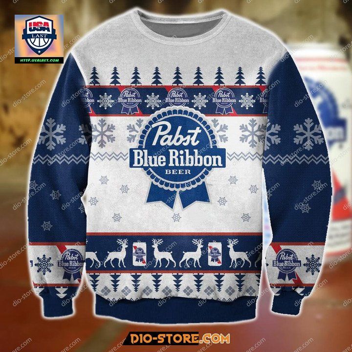 Pabst Blue Ribbon Beer Christmas Sweater