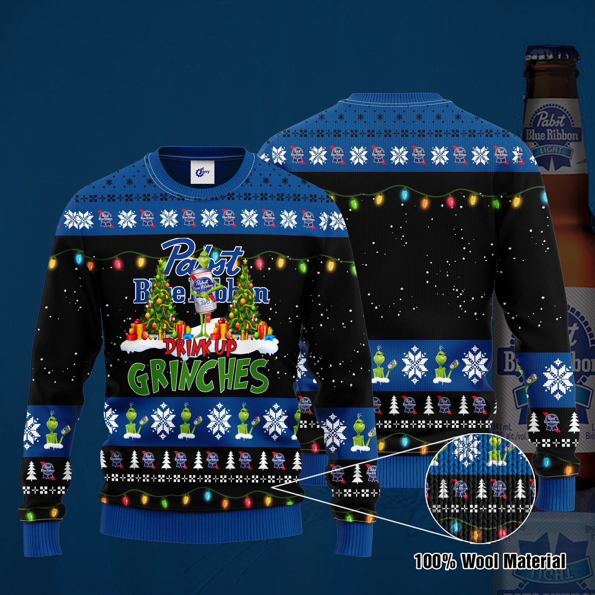 Pabst Blue Ribbon Drink Up Grinches Ugly Christmas Sweater, Hoodie, Zip Hoodie, Bomber Jacket