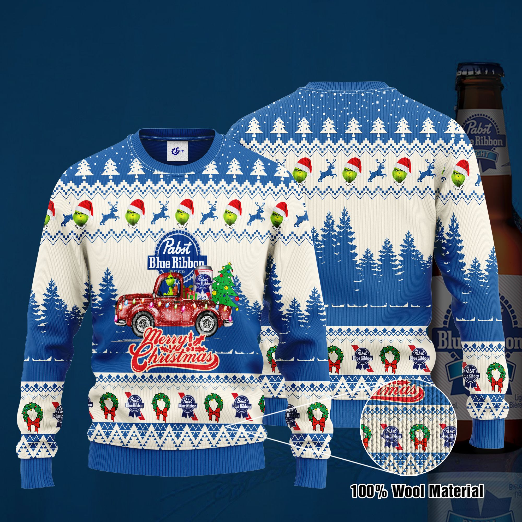 Pabst Blue Ribbon Grinch Merry Christmas Ugly Christmas Sweater, Hoodie, Zip Hoodie, Bomber Jacket