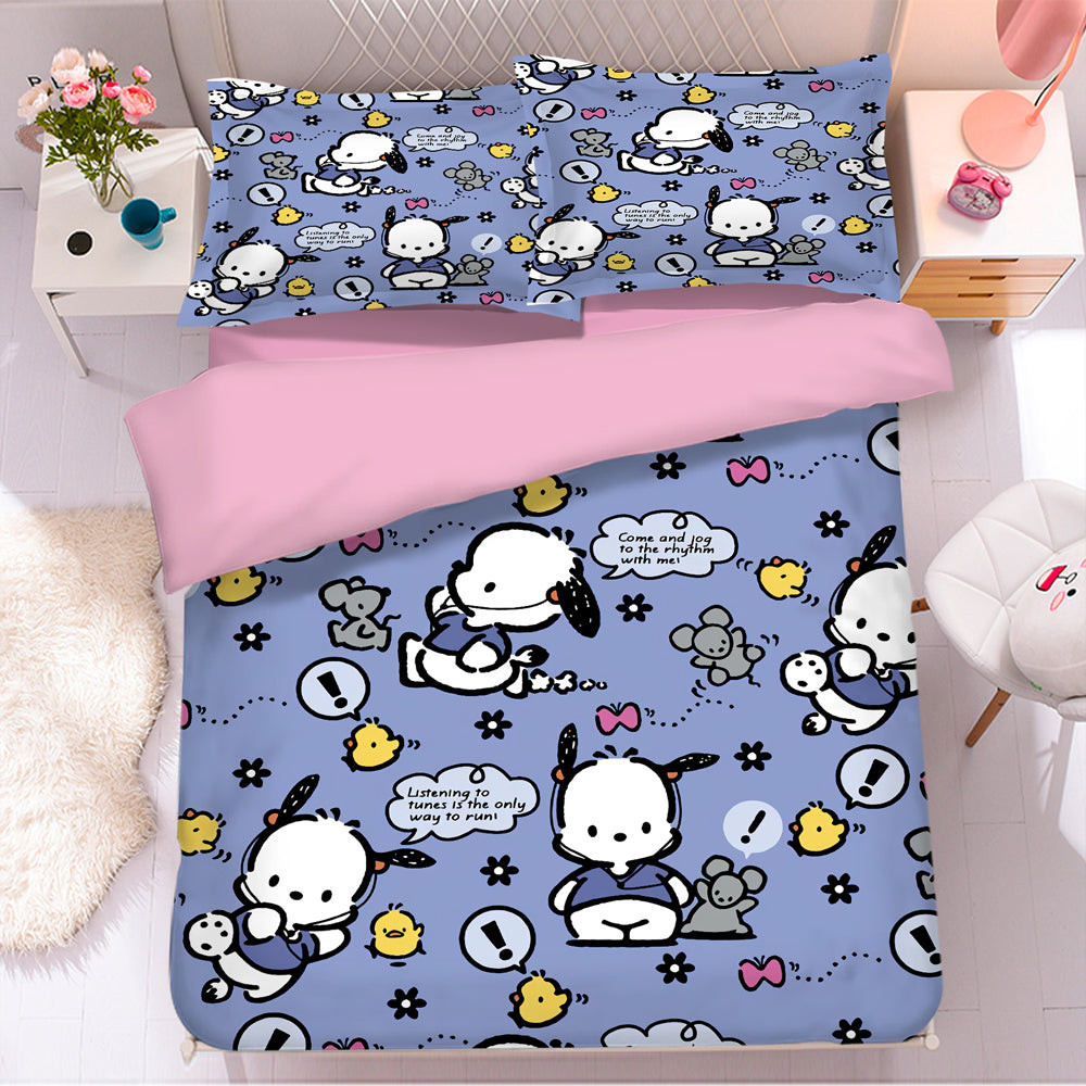 Pachacco Pochacco Pocha Pocha Chubby Duvet Cover Quilt Cover Pillowcase Bedding Set Bed Linen Home Bedroom Decor