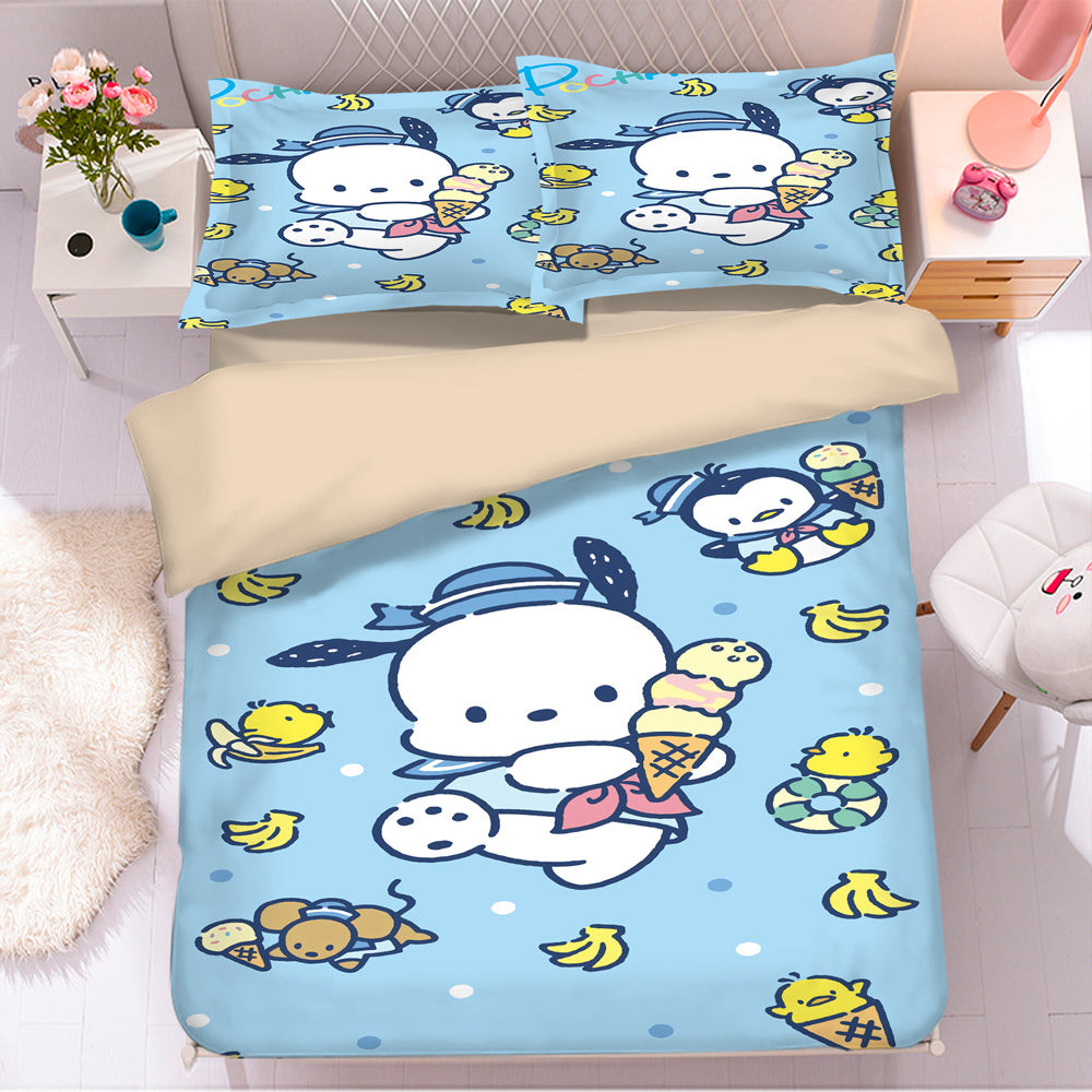 Pachacco Pochacco Pocha Pocha Chubby Duvet Cover Quilt Cover Pillowcase Bedding Set Bed Linen Home Bedroom Decor
