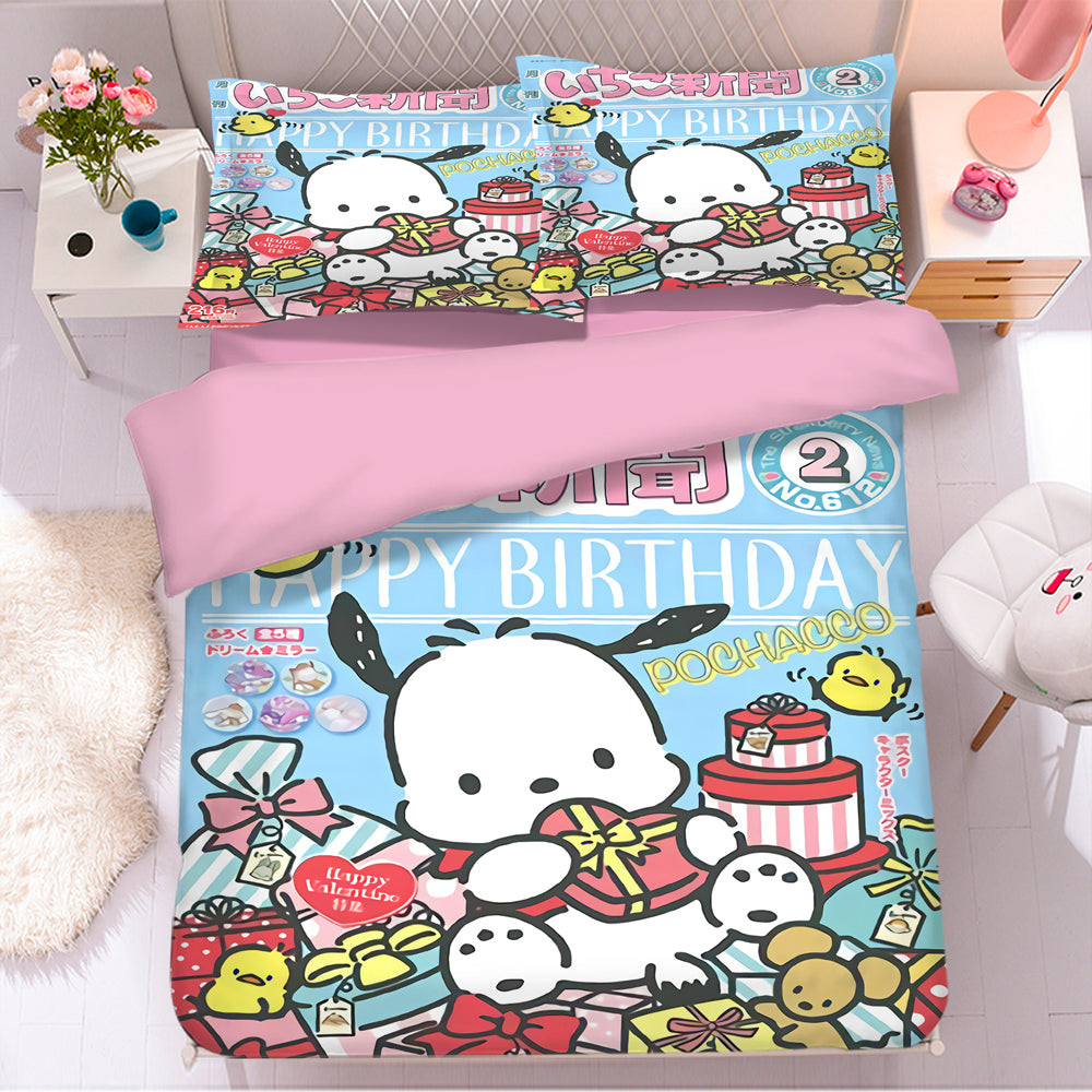 Pachacco Pochacco Pocha Pocha Chubby Duvet Cover Quilt Cover Pillowcase Bedding Set Bed Linen Home Bedroom Decor
