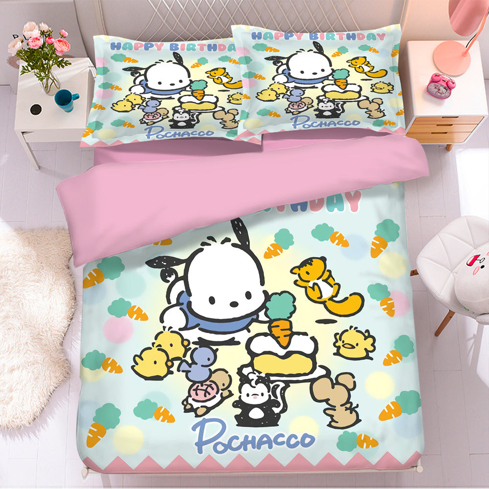 Pachacco Pochacco Pocha Pocha Chubby Duvet Cover Quilt Cover Pillowcase Bedding Set Bed Linen Home Bedroom Decor