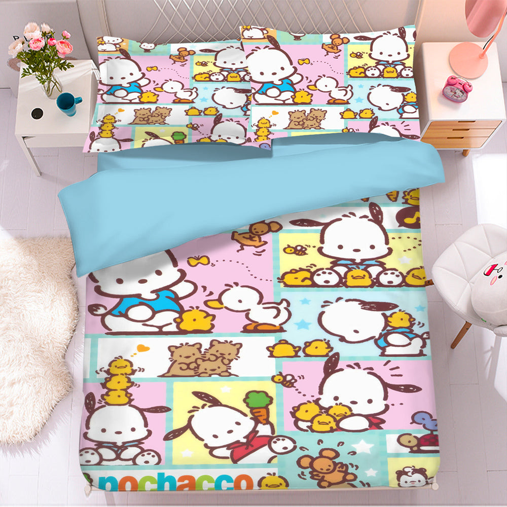 Pachacco Pochacco Pocha Pocha Chubby Duvet Cover Quilt Cover Pillowcase Bedding Set Bed Linen Home Bedroom Decor