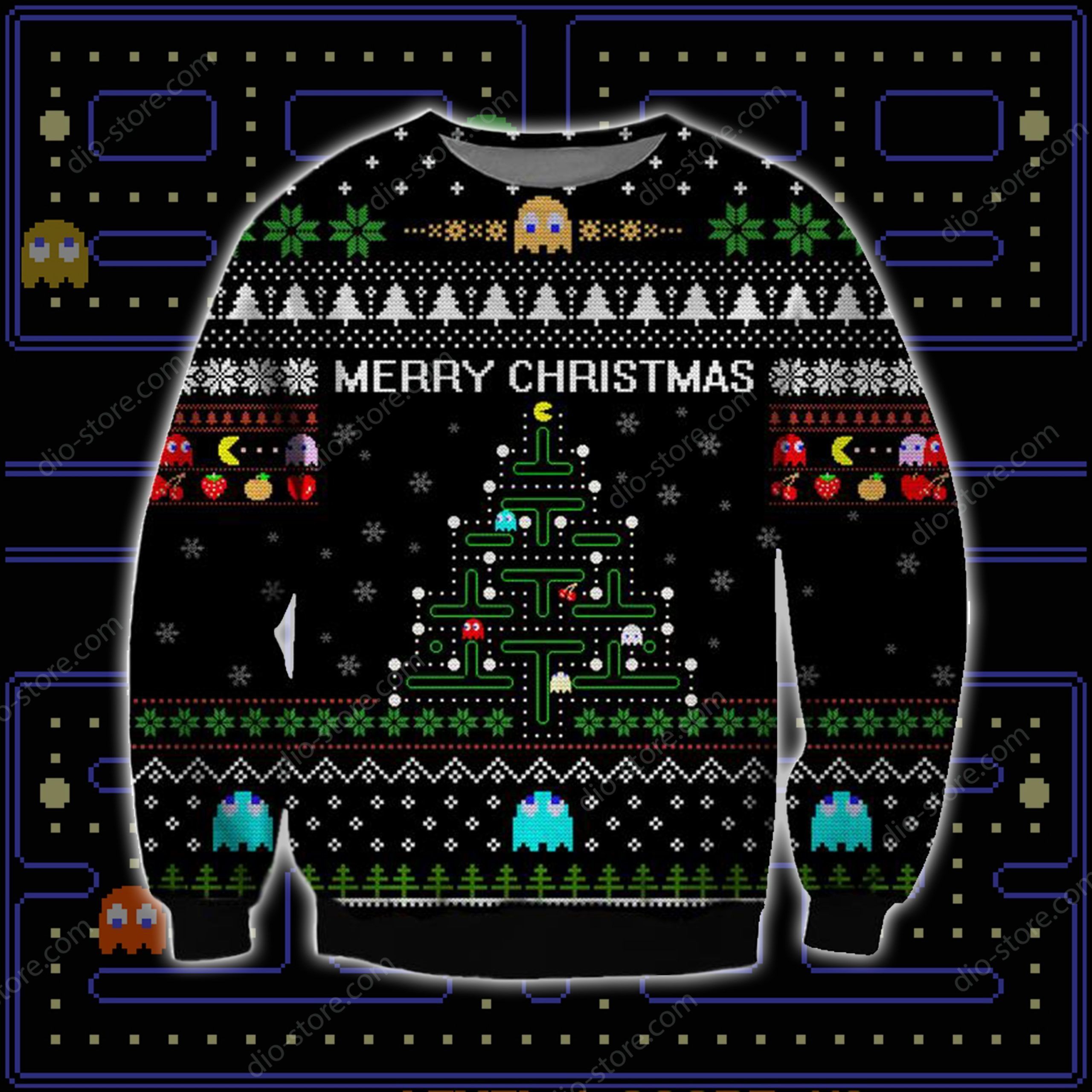 Pacman Knitting Pattern 3D Print Ugly Christmas Sweater