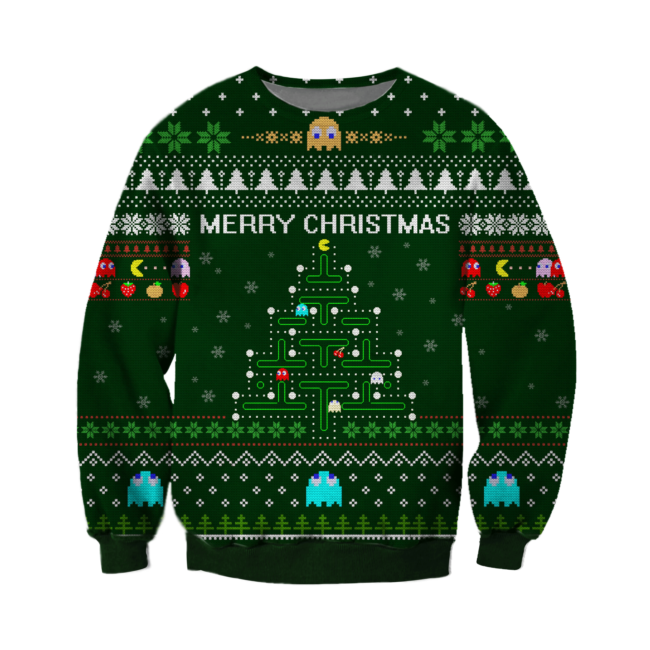 Pacman Knitting Pattern 3D Print Ugly Christmas Sweater
