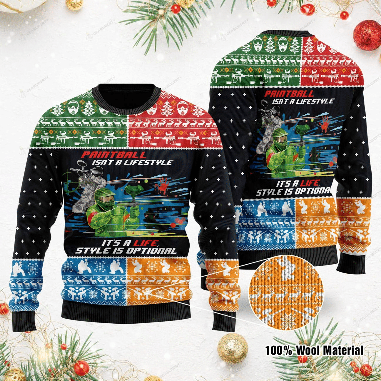 Paintball Ugly Christmas Sweater, Perfect Holiday Gift
