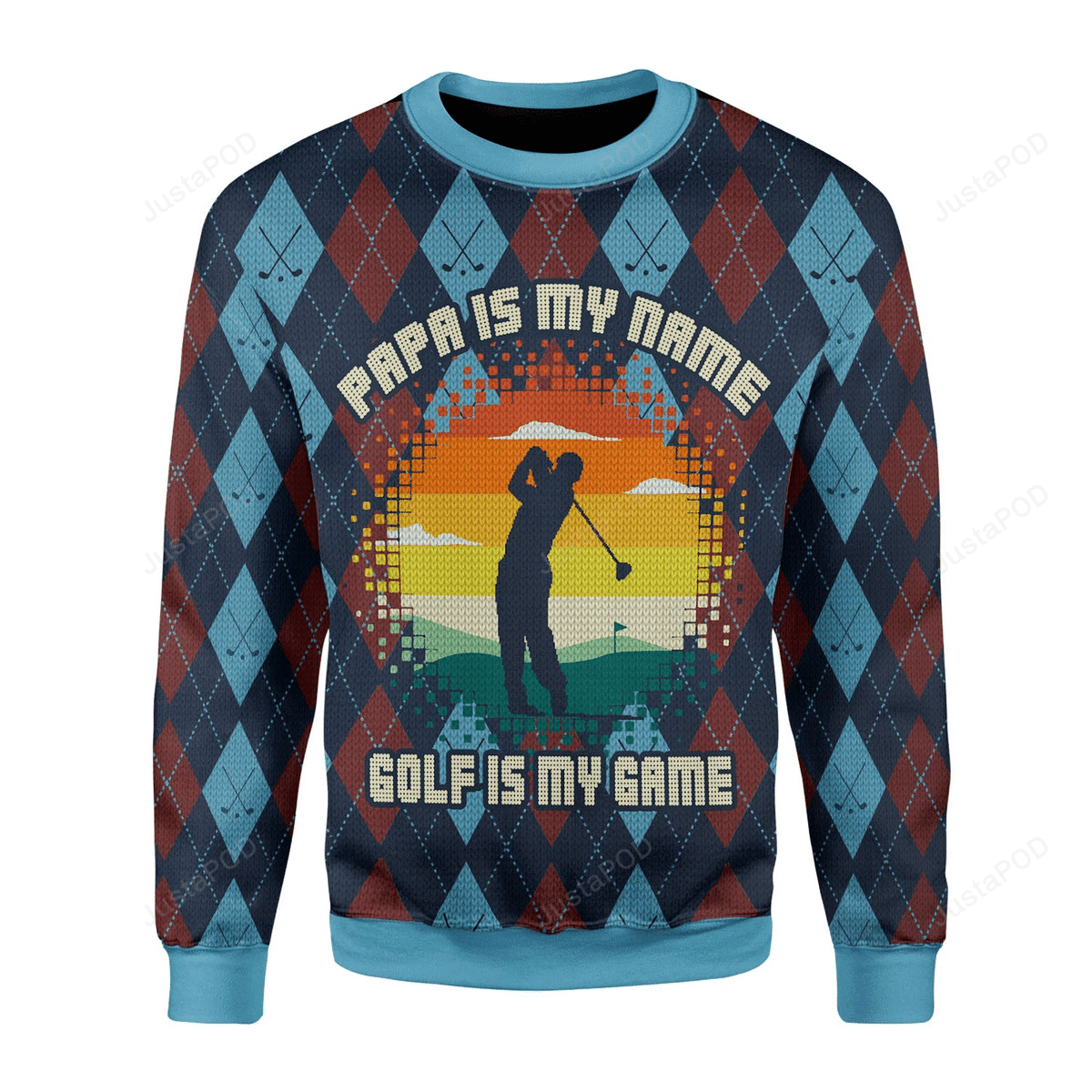 Papa Is My Name Golf Is My Game Ugly Christmas Sweater, Perfect Holiday Gift