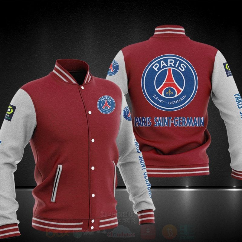 Paris Saint-Germain Red Grey Varsity Baseball Jacket for Men & Women | Soccer Team Fan Gift