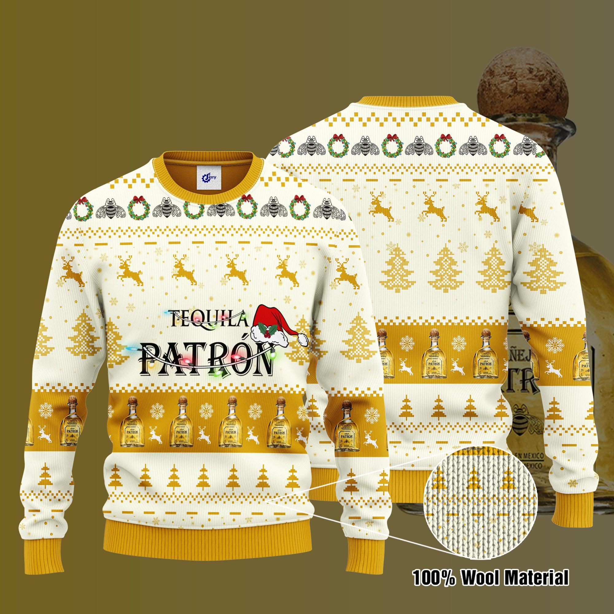 Patron Santa Hat Christmas Ugly Christmas Sweater, Hoodie, Zip Hoodie, Bomber Jacket