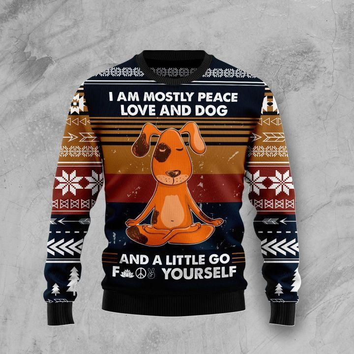 Peace Love And Dog Ugly Christmas Sweater, Perfect Holiday Gift