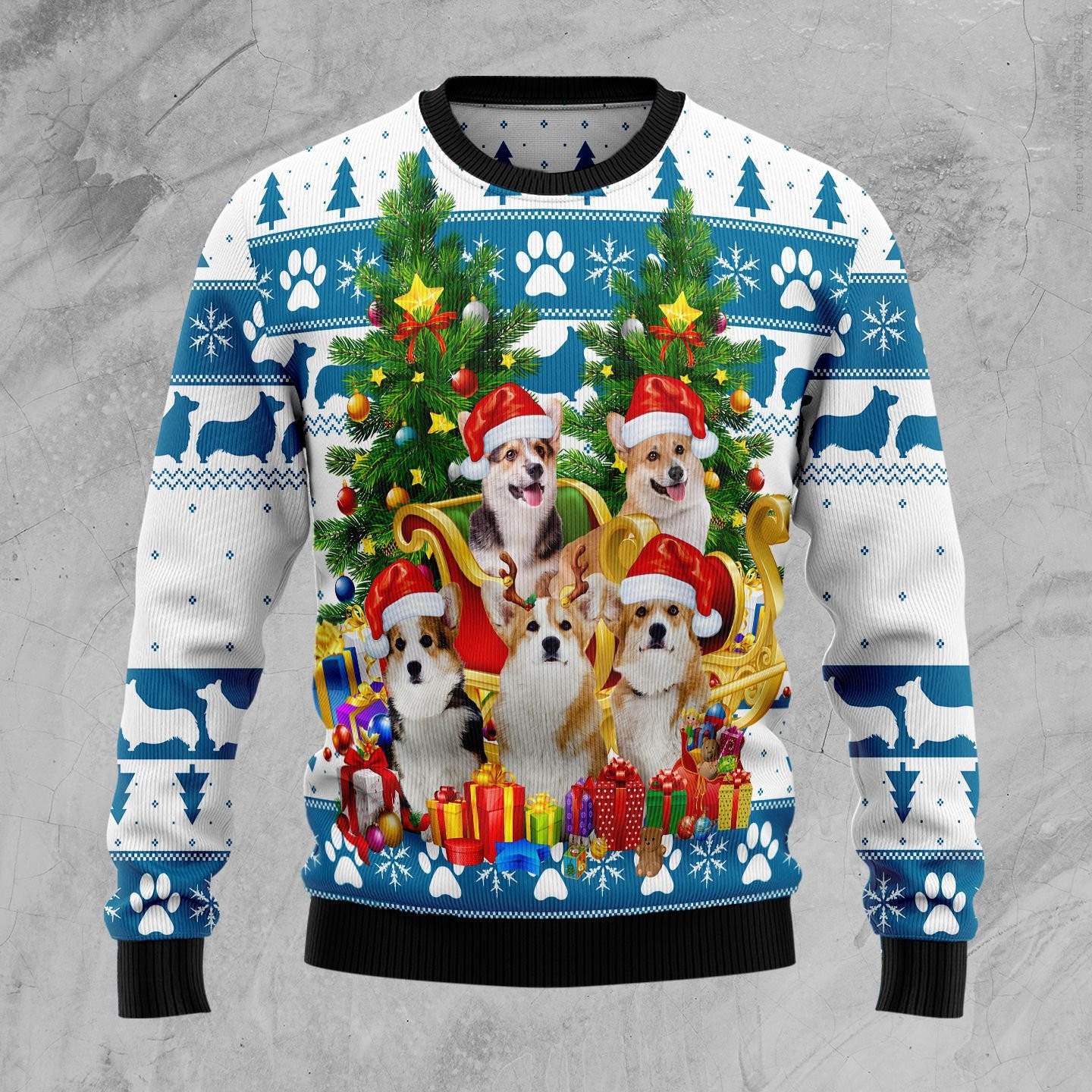 Pembroke Welsh Corgi Greeting Ugly Christmas Sweater, Perfect Holiday Gift