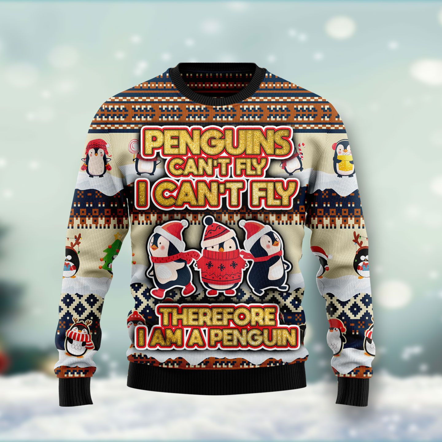 Penguin Cant Fly Ugly Christmas Sweater, Perfect Holiday Gift