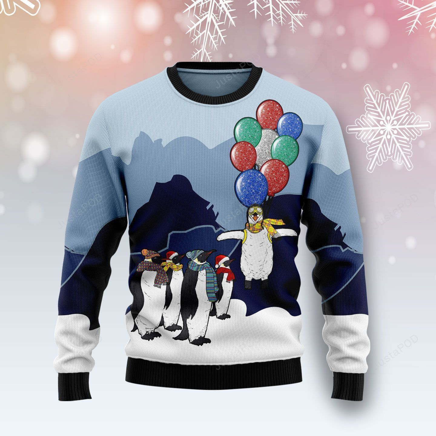 Penguin Christmas Balloon Ugly Christmas Sweater, Perfect Holiday Gift