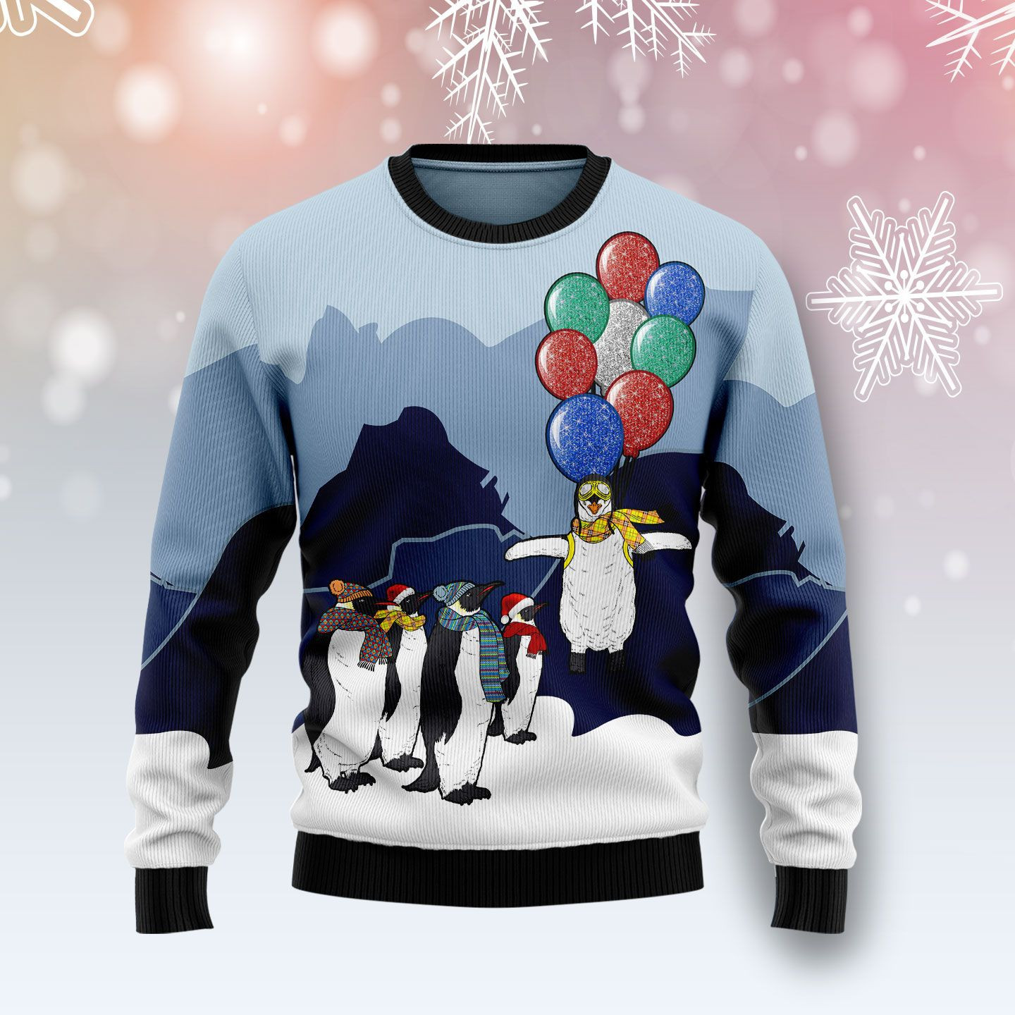 Penguin Christmas Balloon Ugly Christmas Sweater, Perfect Holiday Gift