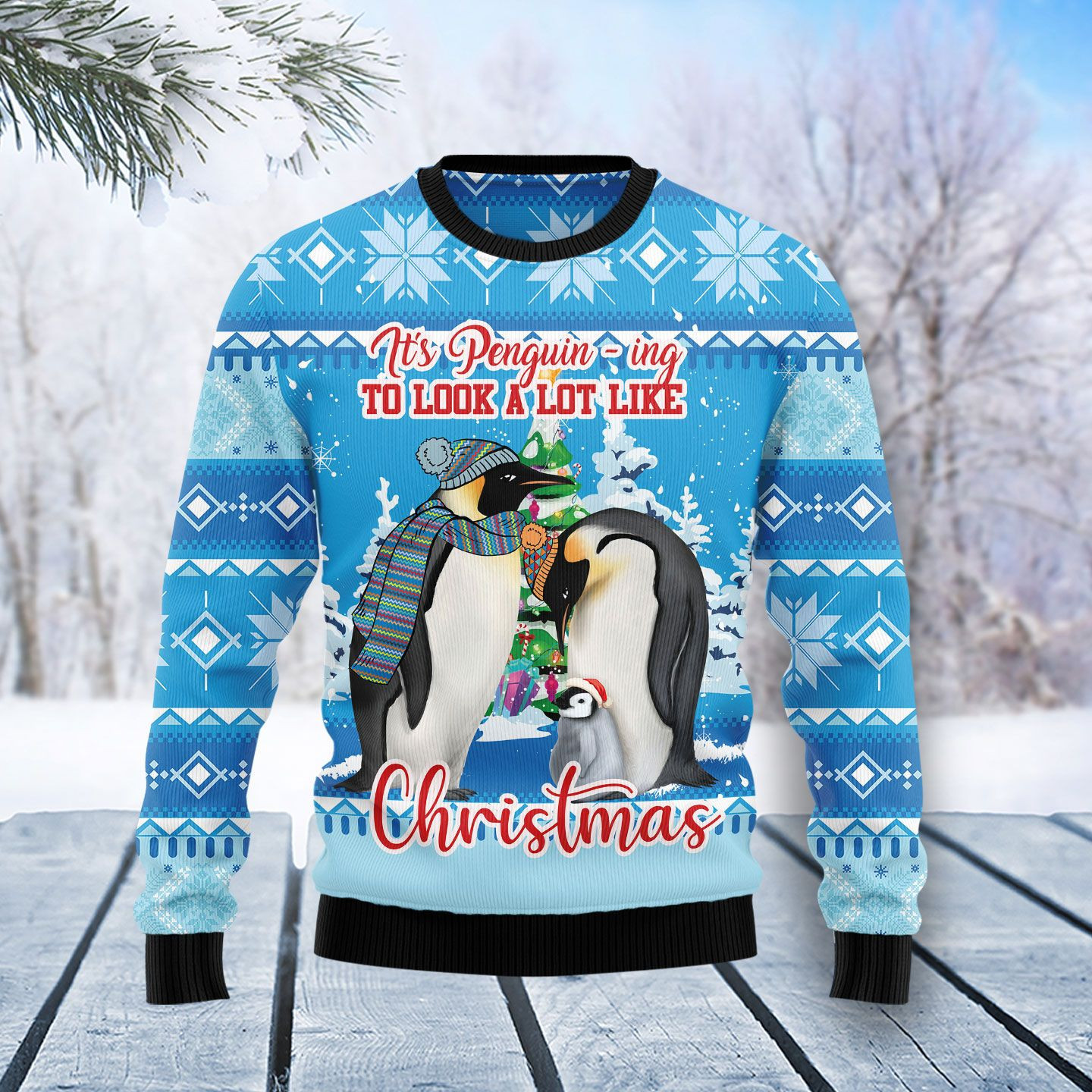 Penguin Family Ugly Christmas Sweater, Perfect Holiday Gift