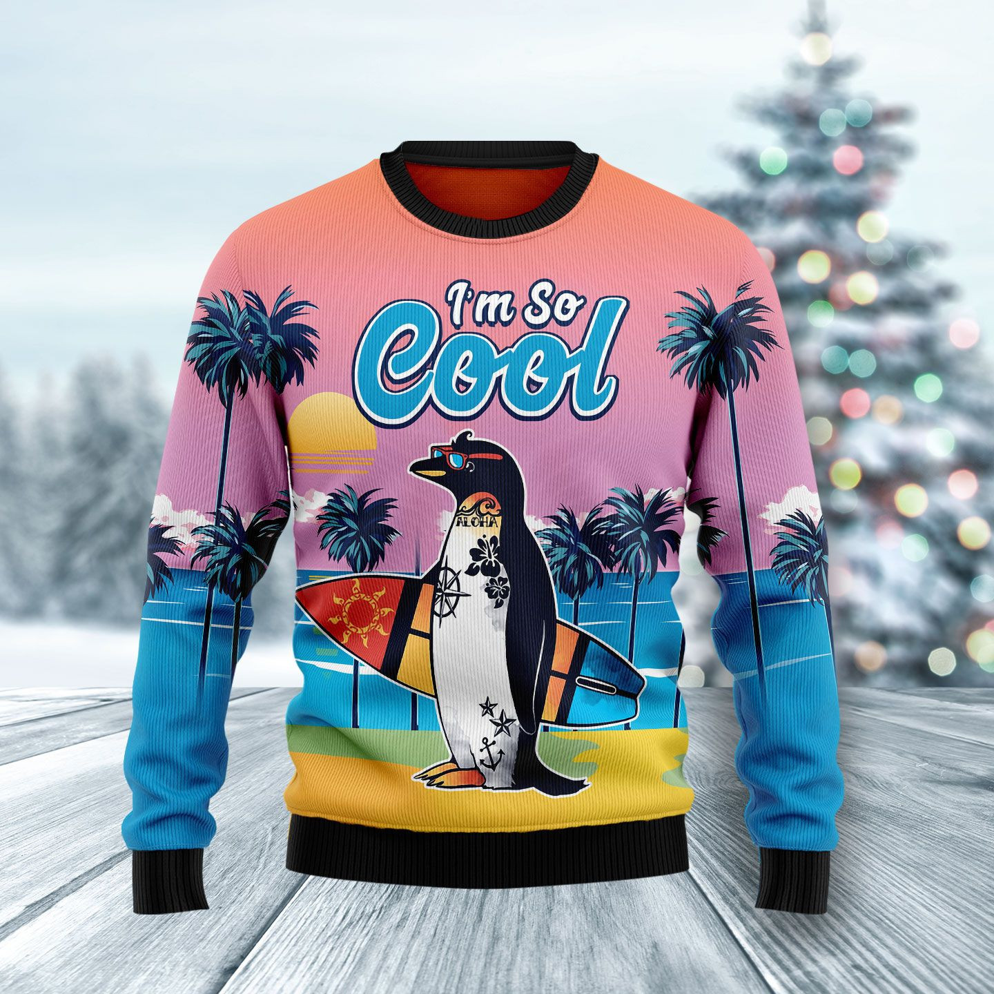 Penguin Im So Cool Ugly Christmas Sweater, Perfect Holiday Gift