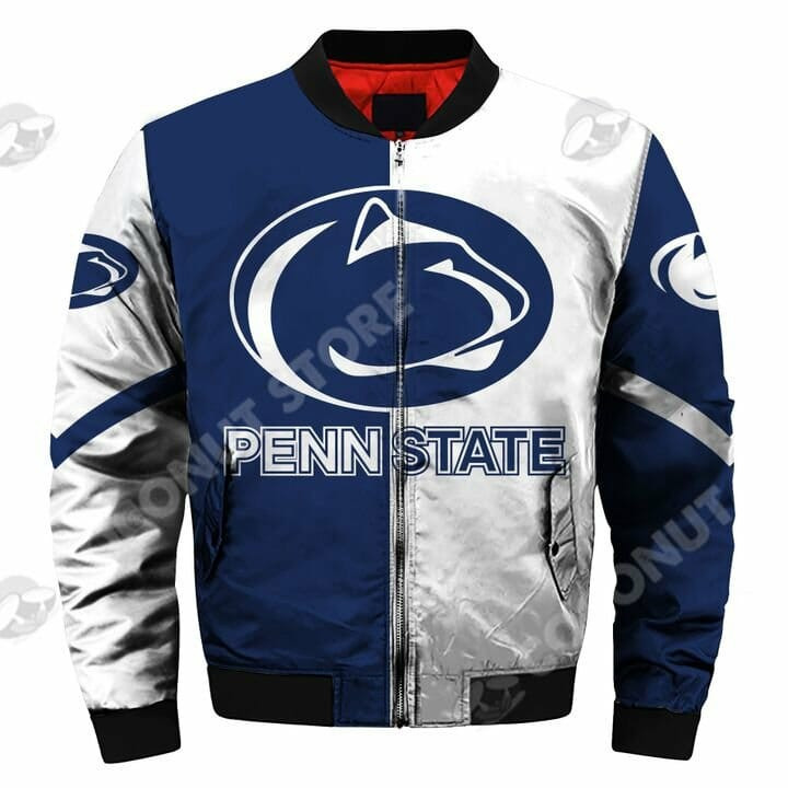 Penn State Nittany Lions Blue White Bomber Jacket | NCAA College Team Jacket for Men & Women | Sports Fan Gift