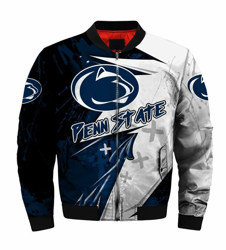 Penn State Nittany Lions Blue White Bomber Jacket | NCAA College Team Jacket for Men & Women | Sports Fan Gift