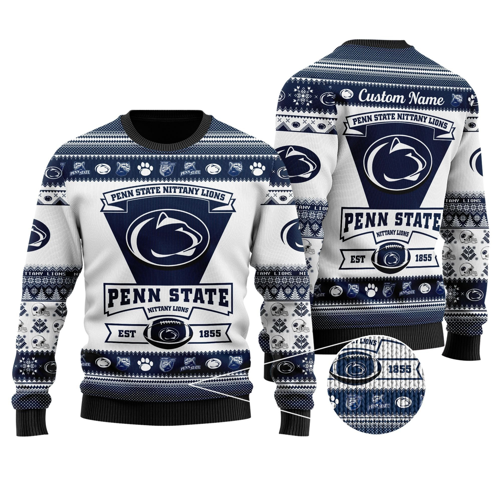 Penn State Nittany Lions Football Team Logo Personalized Ugly Christmas Sweater Perfect Holiday Gift