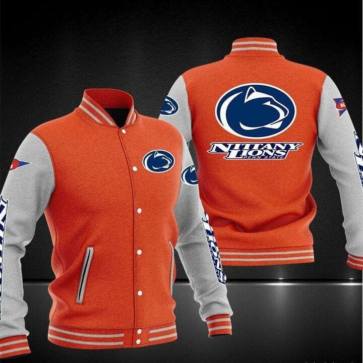Penn State Nittany Lions Orange Varsity Baseball Jacket for Men & Women | NCAA Team Fan Gift