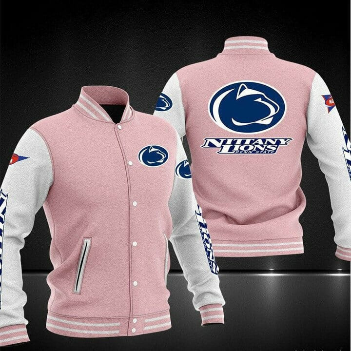 Penn State Nittany Lions Pink Varsity Baseball Jacket for Men & Women | NCAA Team Fan Gift