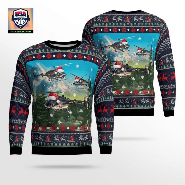 Pennsylvania State Police Bell 407GX Christmas 3D Sweater