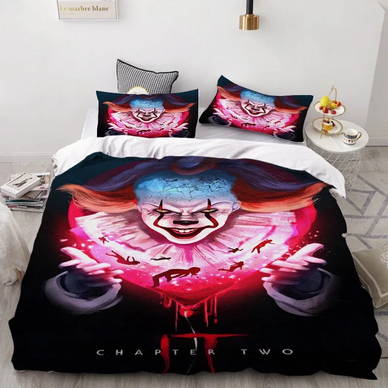 Pennywise Scary Clown Duvet Cover Quilt Cover Pillowcase Bedding Set Bed Linen Home Bedroom Decor