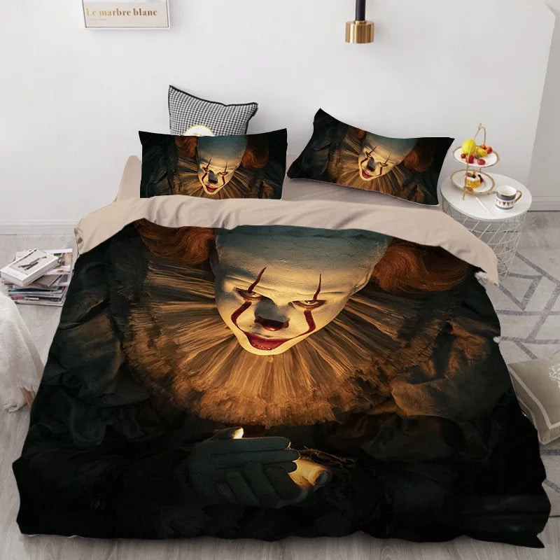 Pennywise Scary Clown Duvet Cover Quilt Cover Pillowcase Bedding Set Bed Linen Home Bedroom Decor