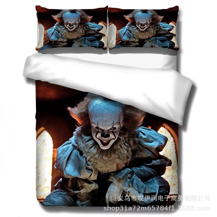 Pennywise Scary Clown Duvet Cover Quilt Cover Pillowcase Bedding Set Bed Linen Home Bedroom Decor