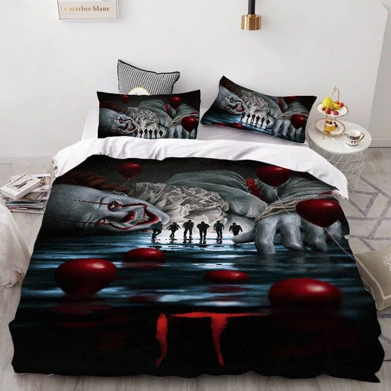 Pennywise Scary Clown Duvet Cover Quilt Cover Pillowcase Bedding Set Bed Linen Home Bedroom Decor