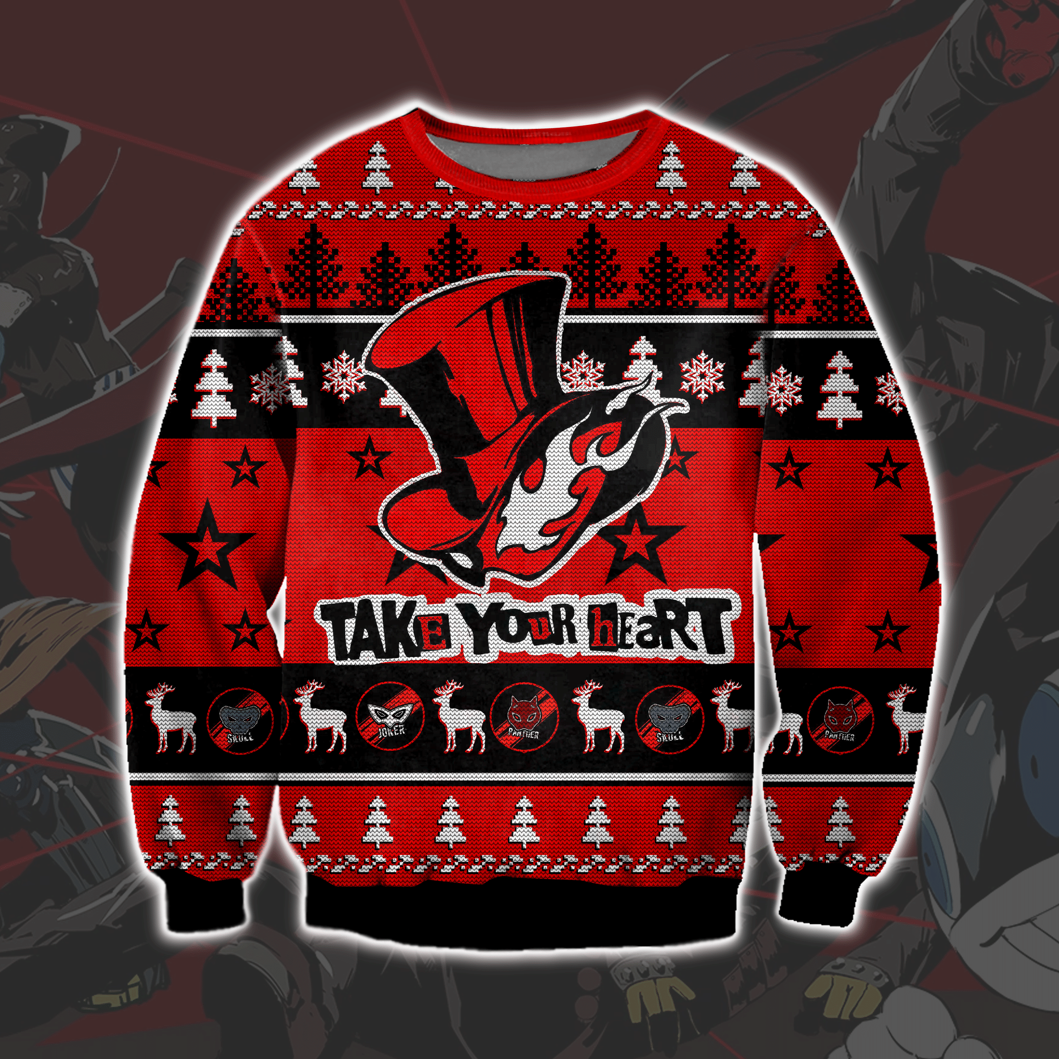 Persona 5 3D Print Ugly Christmas Sweater