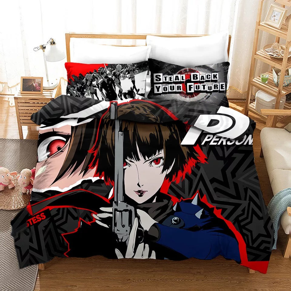 Persona 5 Duvet Cover Quilt Cover Pillowcase Bedding Set Bed Linen Home Bedroom Decor