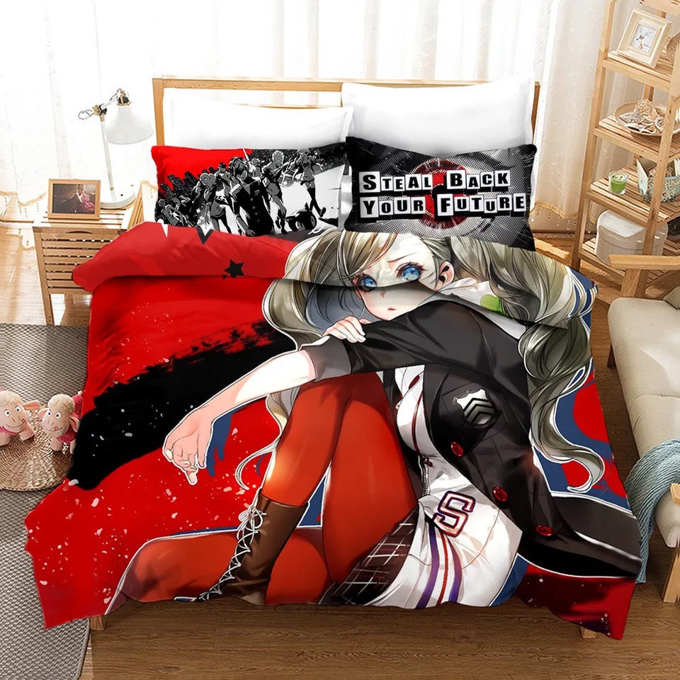 Persona 5 Duvet Cover Quilt Cover Pillowcase Bedding Set Bed Linen Home Bedroom Decor