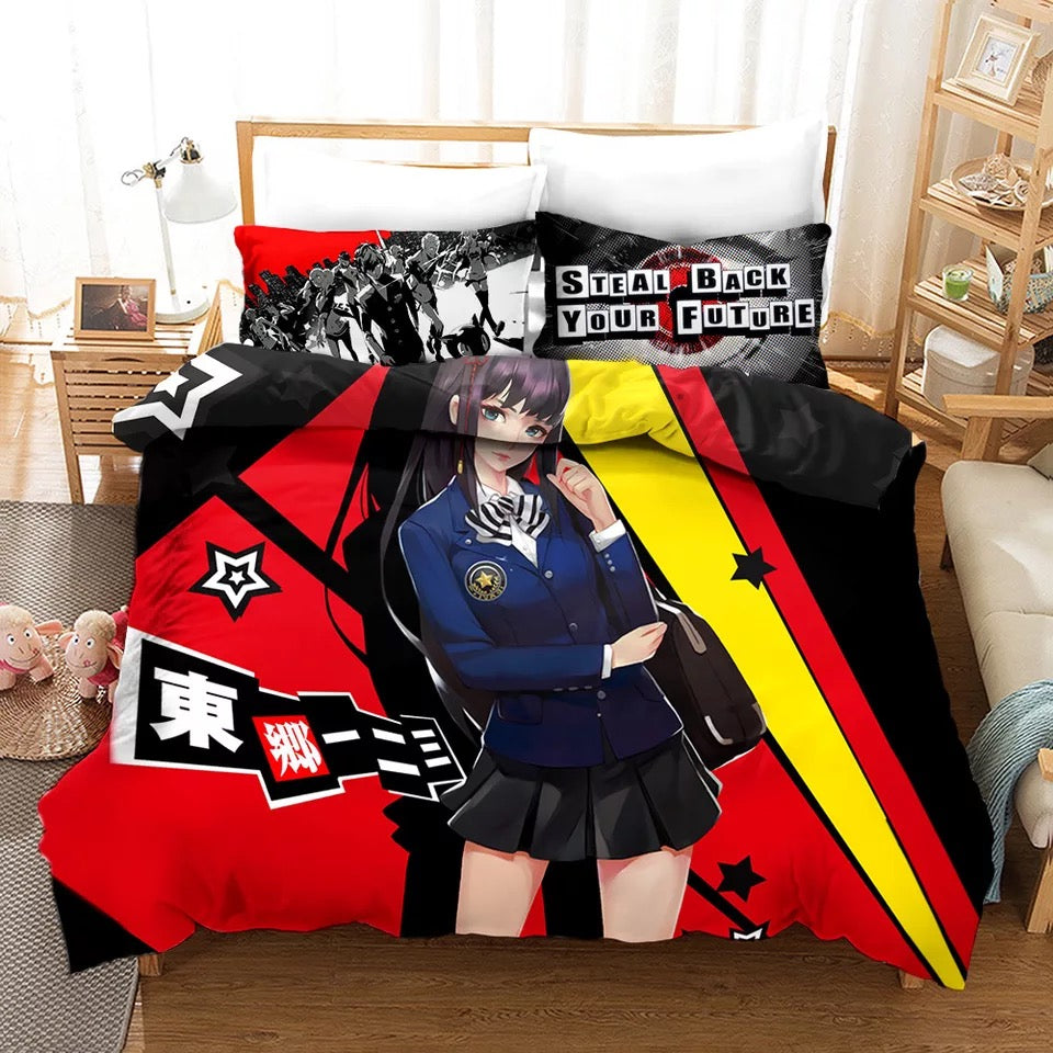 Persona 5 Futaba Sakura Duvet Cover Quilt Cover Pillowcase Bedding Set Bed Linen Home Bedroom Decor
