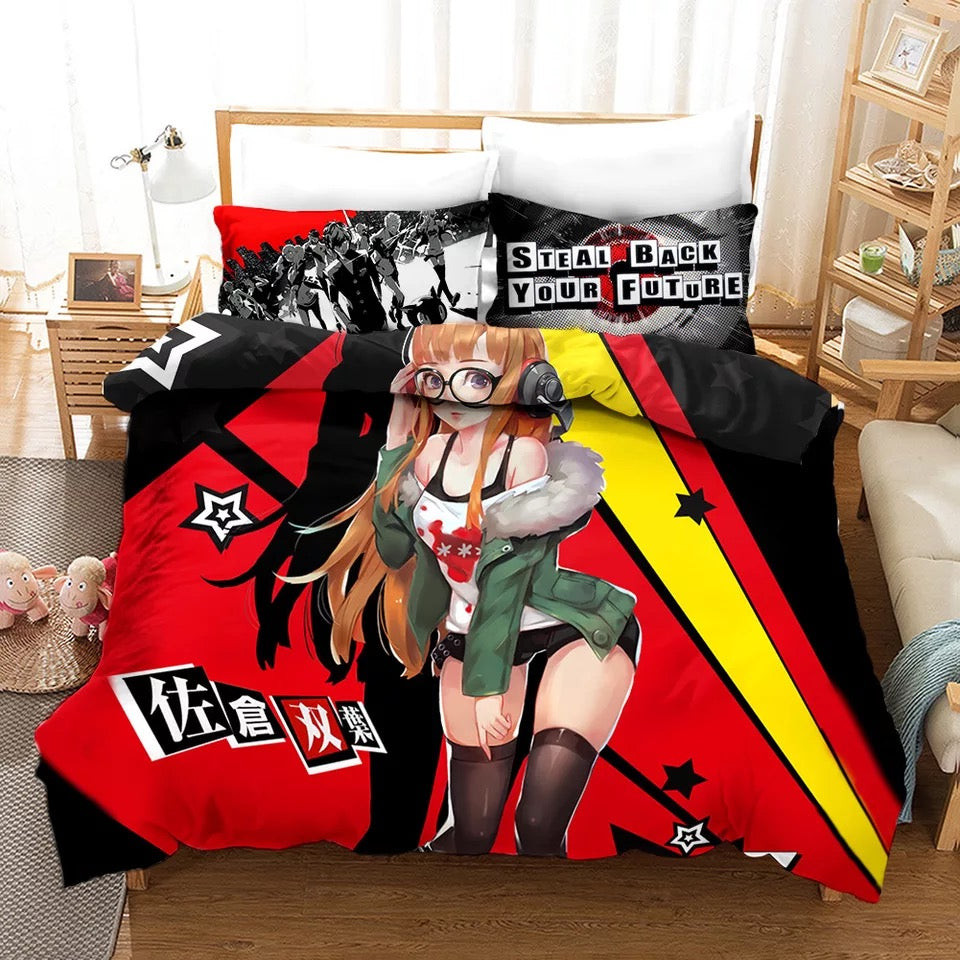 Persona 5 Futaba Sakura Duvet Cover Quilt Cover Pillowcase Bedding Set Bed Linen Home Bedroom Decor