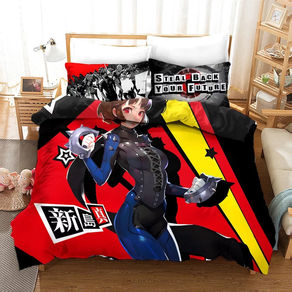 Persona 5 Makoto Niijima Duvet Cover Quilt Cover Pillowcase Bedding Set Bed Linen Home Bedroom Decor