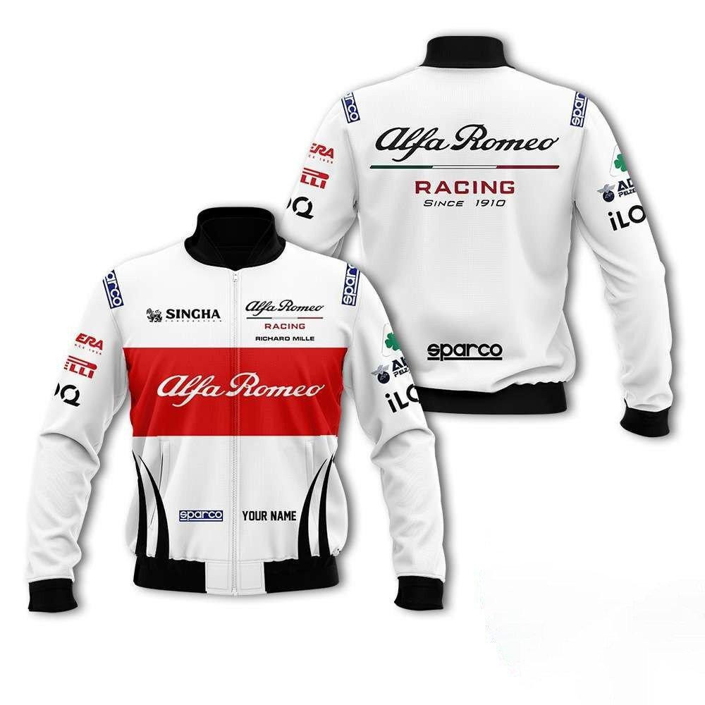 Personalized Alfa Romeo Racing Sparco Bomber Jacket | Motorsport Racing Jacket for Men & Women | Racing Fan Gift