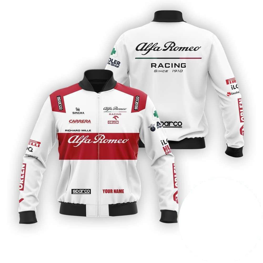 Personalized Alfa Romeo Racing Sparco Bomber Jacket | Motorsport Racing Jacket for Men & Women | Racing Fan Gift