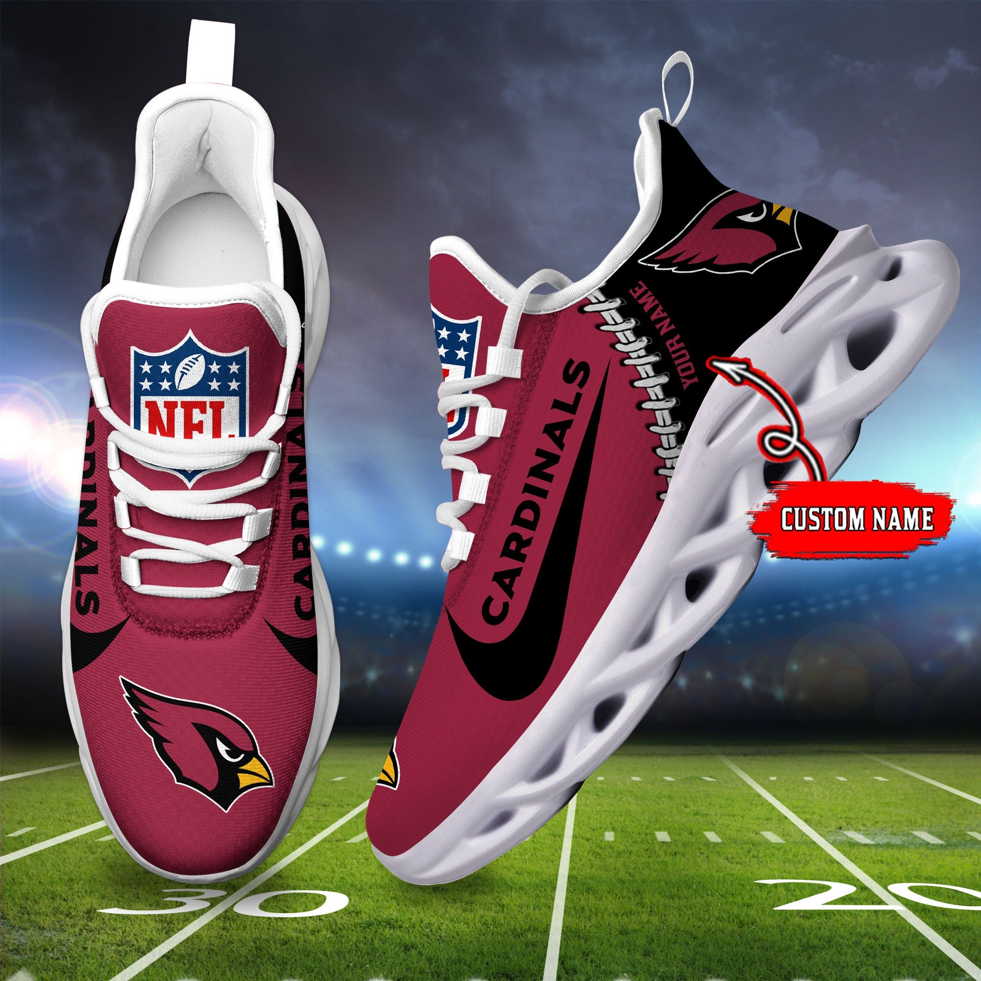 Personalized Arizona Cardinals NFL Max Soul Shoes Sneakers for Men And Women – NFL Football Fan Shoes, Team Sneakers - Image 4